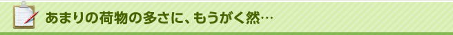 あまりの荷物の多さに、もうがく然…